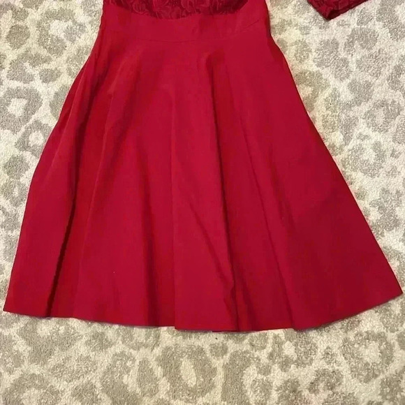 Miss May Lace Top Off Shoulder - A-line Dress - Holiday Red- Medium - Picture 3 of 6